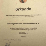 Urkunde Umweltpreis